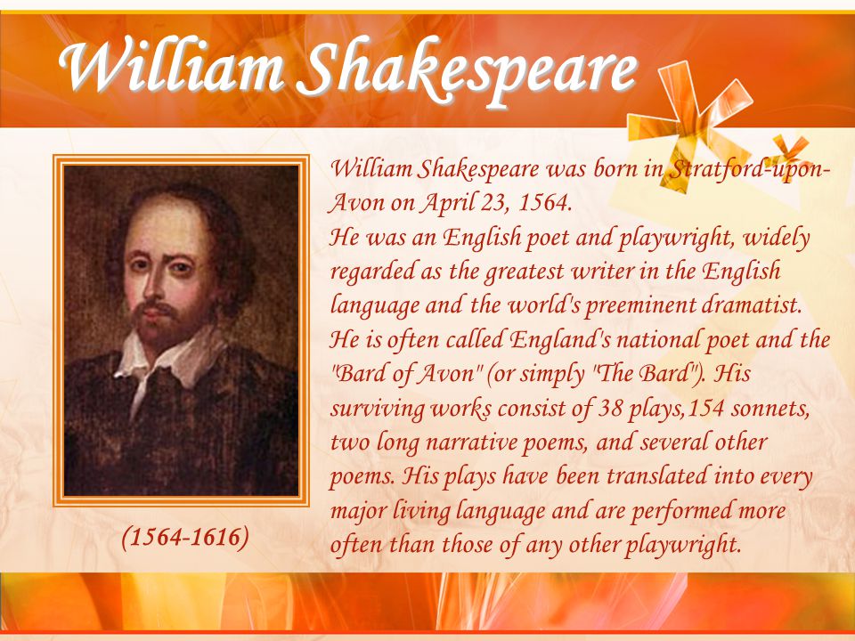 A description of william shakespeare as the greatest playwright of the english language
